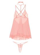 Romantic babydoll, straps over bust, lace cups